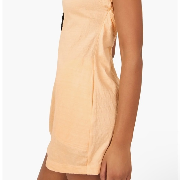 FREE PEOPLE NWT VIVI OPEN BACK YELLOW/PEACH STRETCH DRESS MEDIUM - Picture 5 of 6